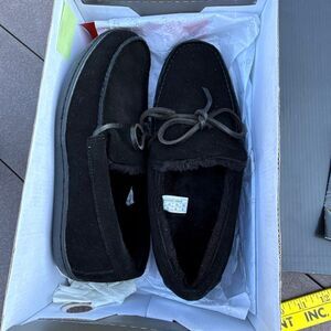 NIB Vionic Irving Adler moccasins shoes men’s size 7 black orthotics fuzzy furry